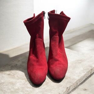 Faux Suede Elegant Red Women's Ankle Boots